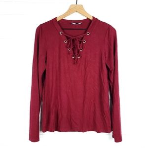 3/$25 Lulu's Maroon tie blouse | Size S